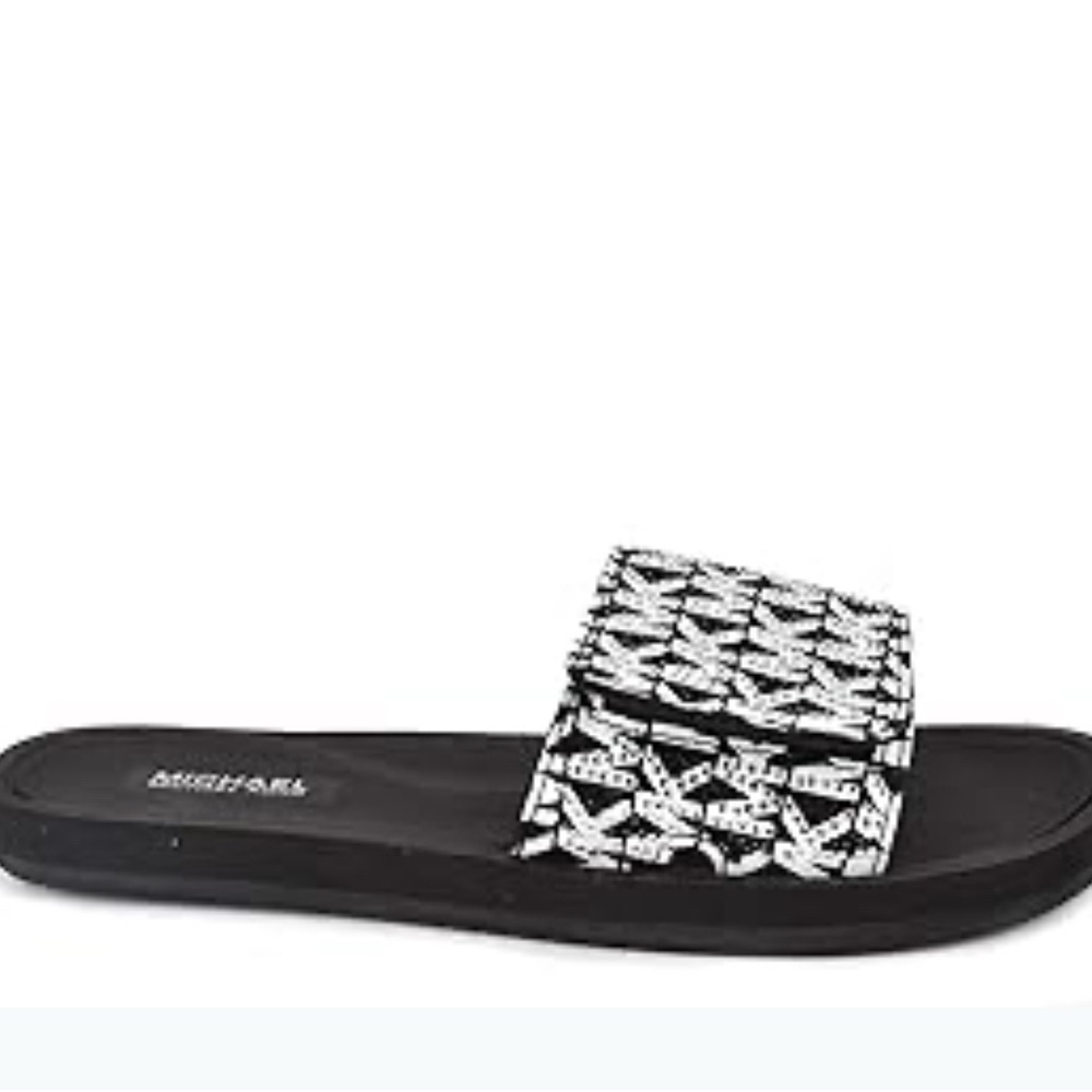 Michael Kors Black and White Slide Sandals